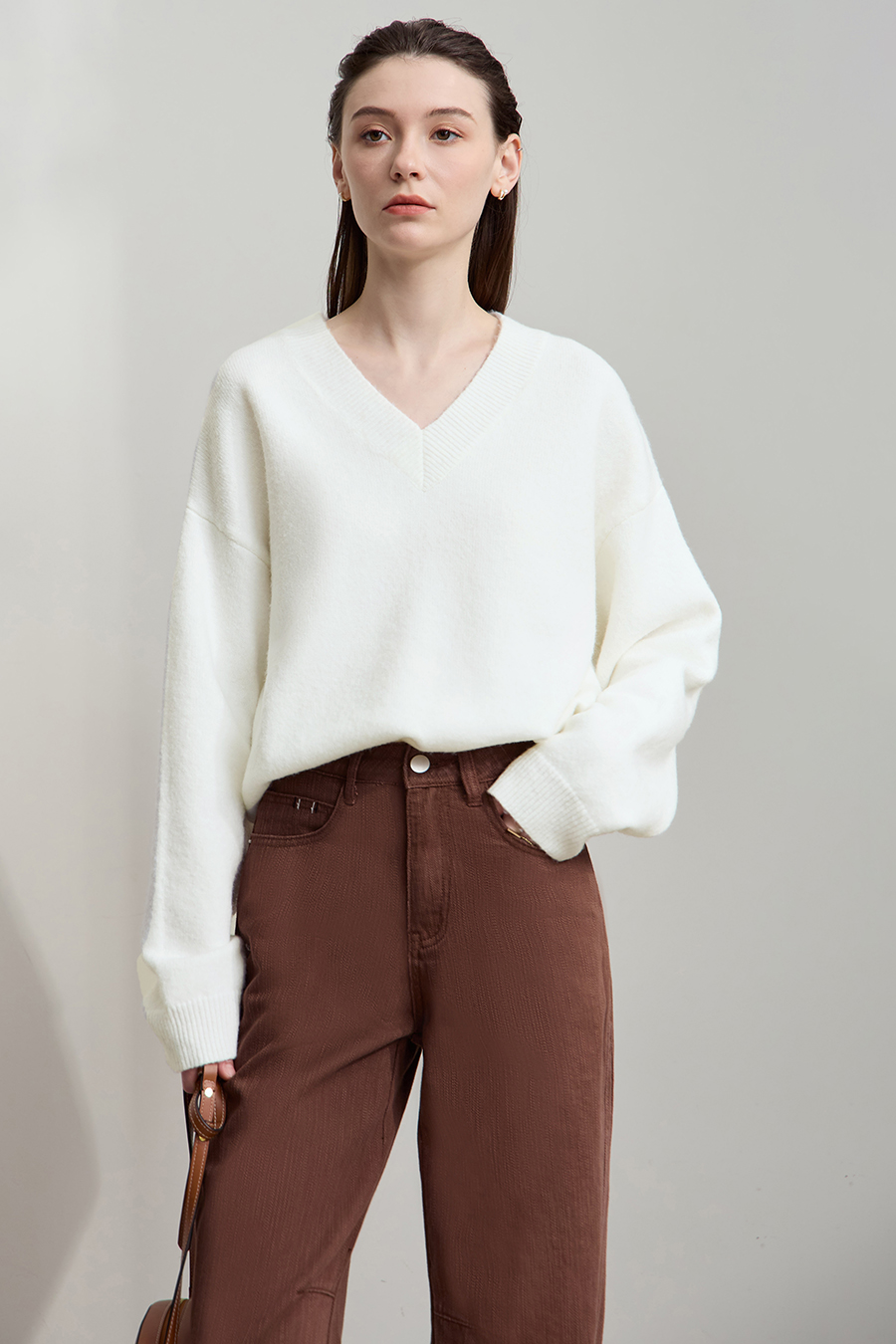 V-neck Drop-shoulder Sweater