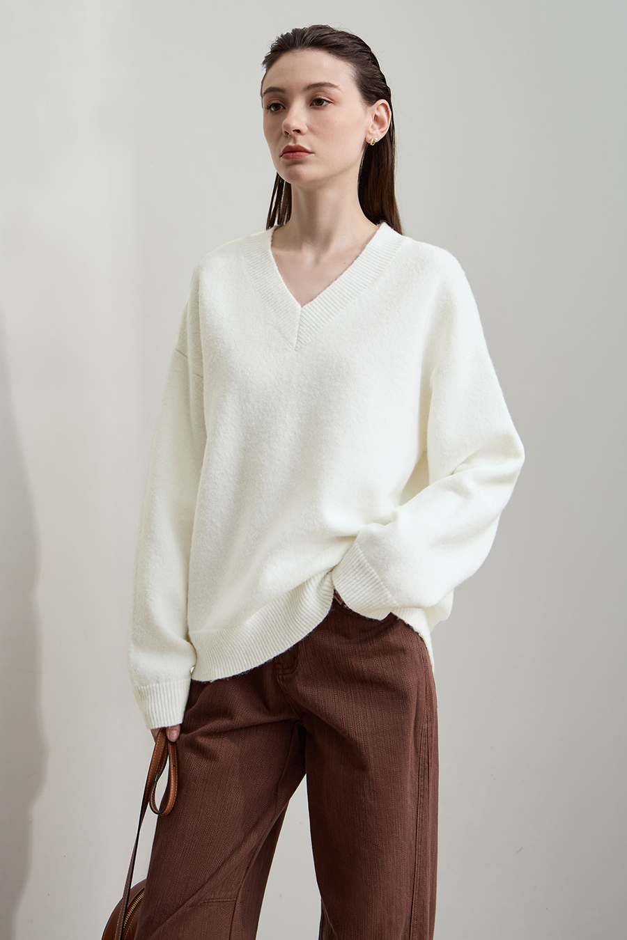 V-neck Drop-shoulder Sweater