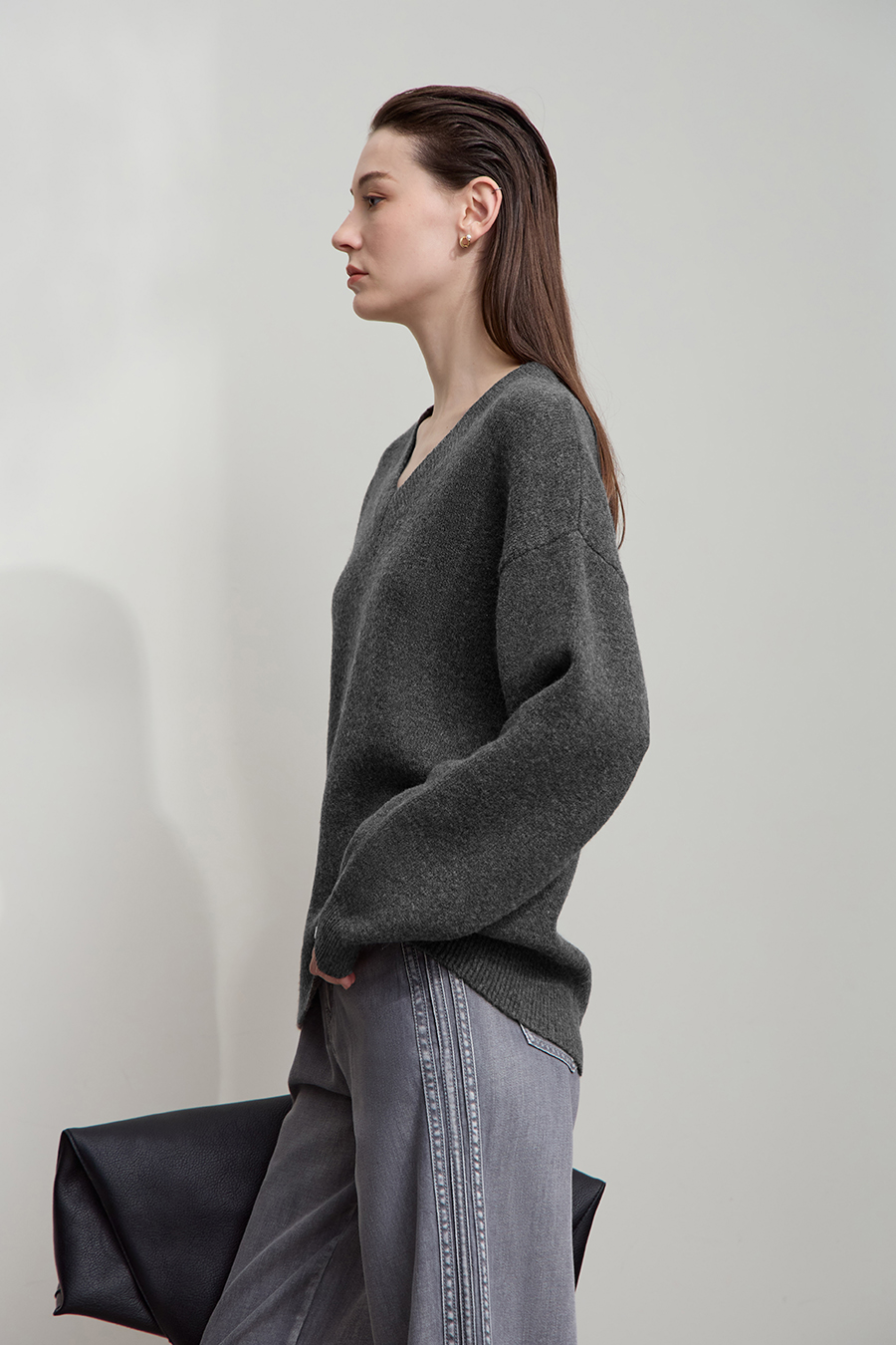 V-neck Drop-shoulder Sweater