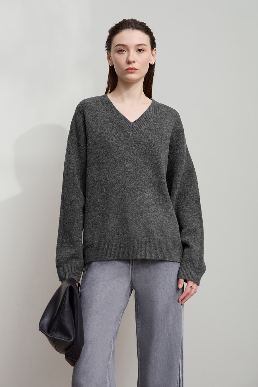 V-neck Drop-shoulder Sweater