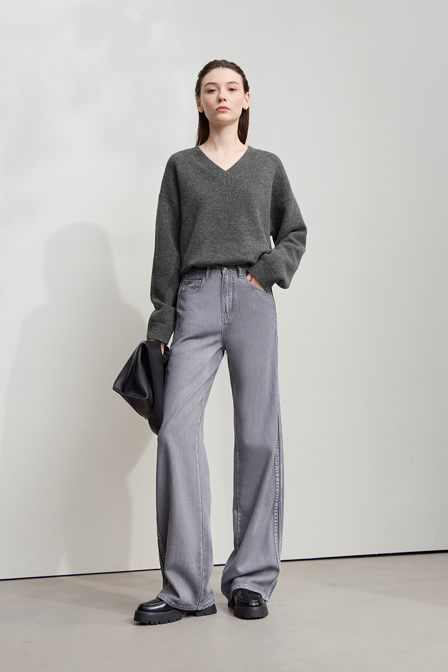 V-neck Drop-shoulder Sweater