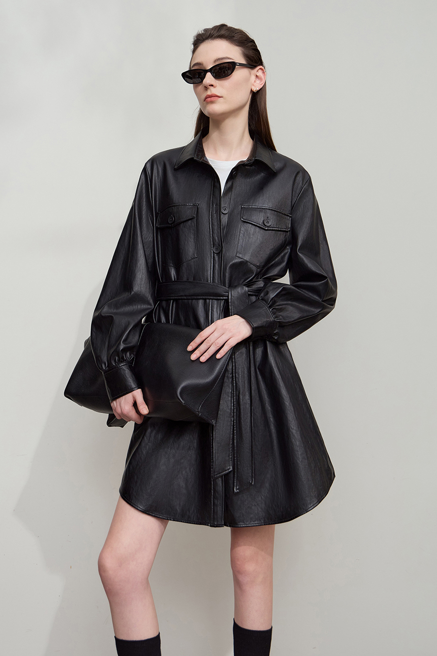 Bark-Wrinkled Eco-Friendly Leather Jacket|AMII-AMII.com