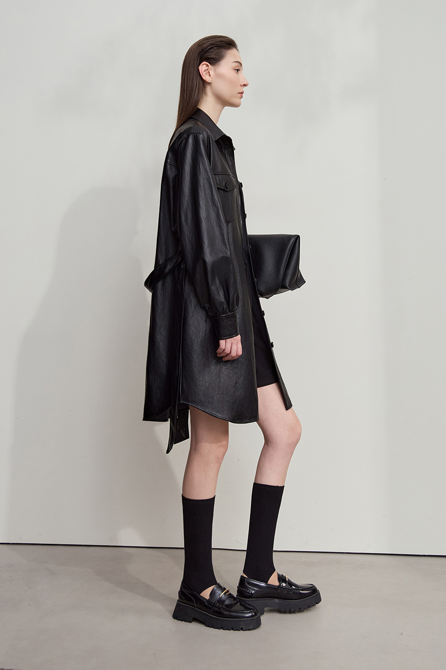 Bark-Wrinkled Eco-Friendly Leather Jacket|AMII-AMII.com