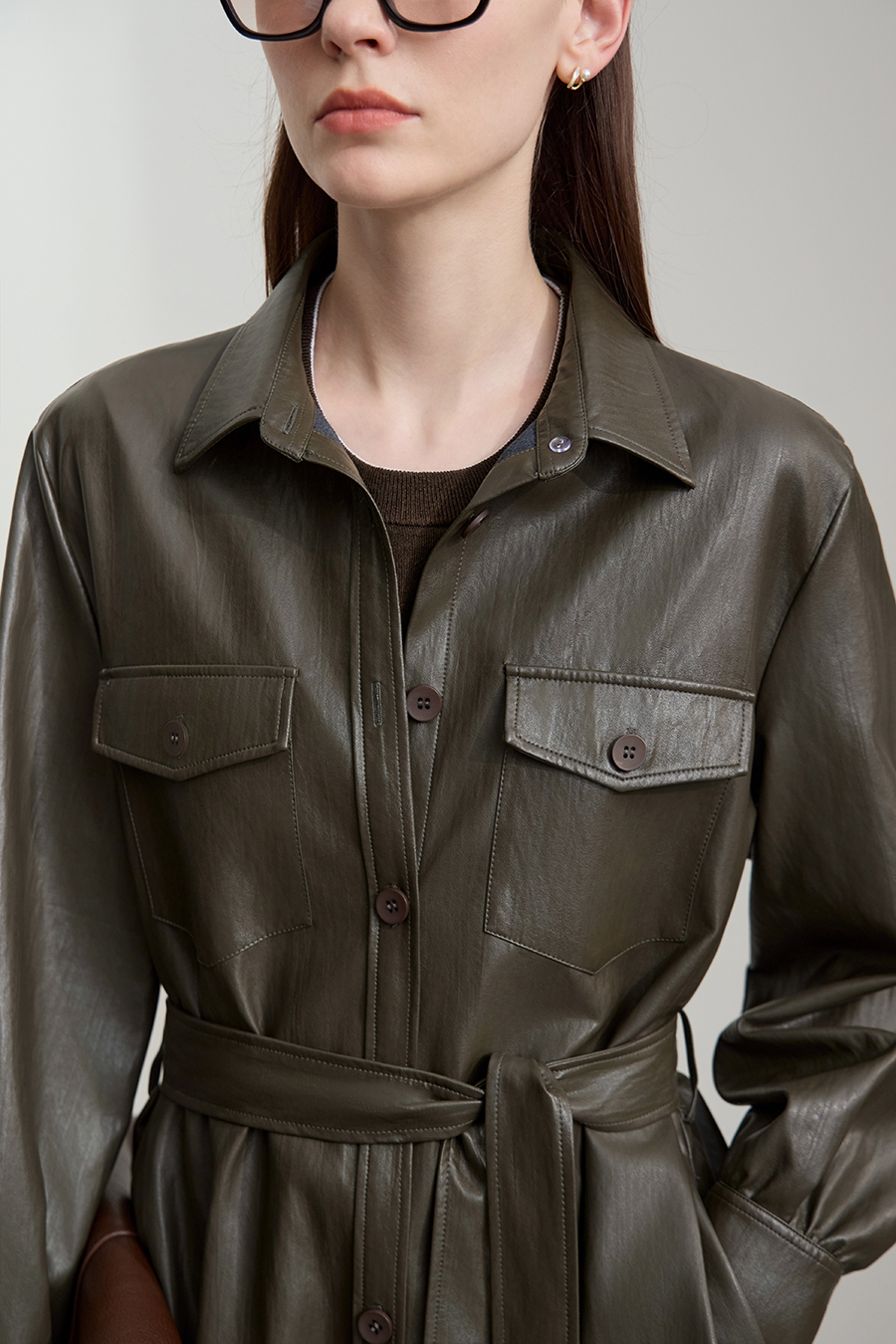 Bark-Wrinkled Eco-Friendly Leather Jacket|AMII-AMII.com