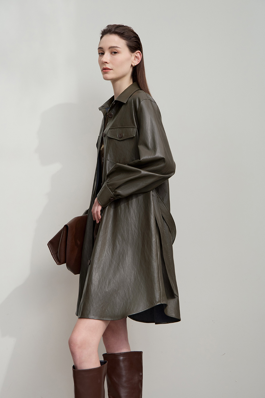 Bark-Wrinkled Eco-Friendly Leather Jacket|AMII-AMII.com