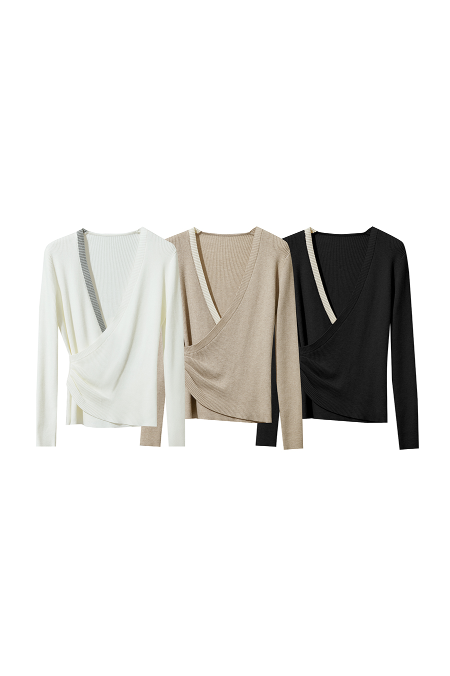 Slim Fit V-Neck Waist-Cinched Sweater|AMII-AMII.com