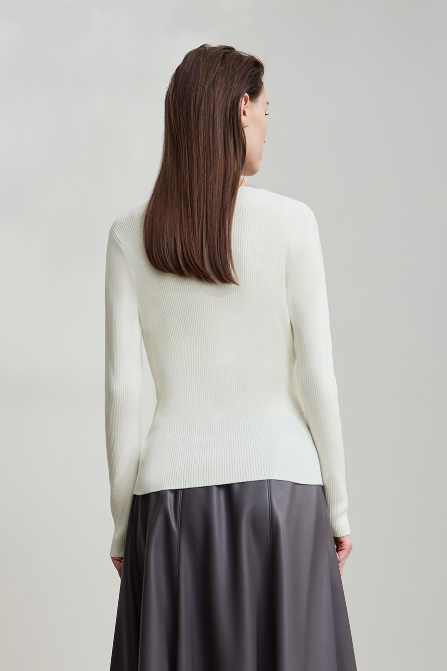 Slim Fit V-Neck Waist-Cinched Sweater|AMII-AMII.com