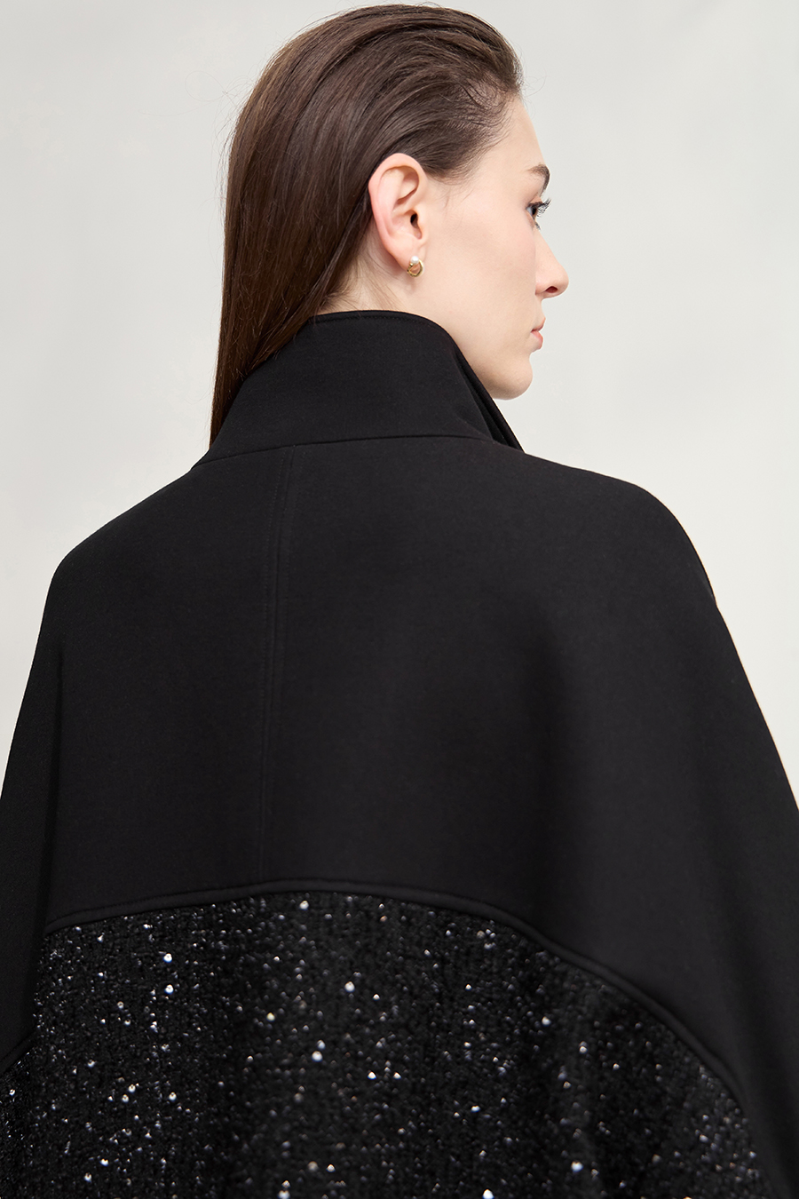 Mixed Material Zip-up Jacket