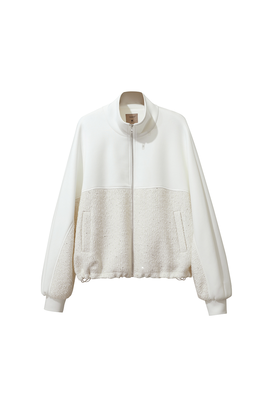 Mixed Material Zip-up Jacket