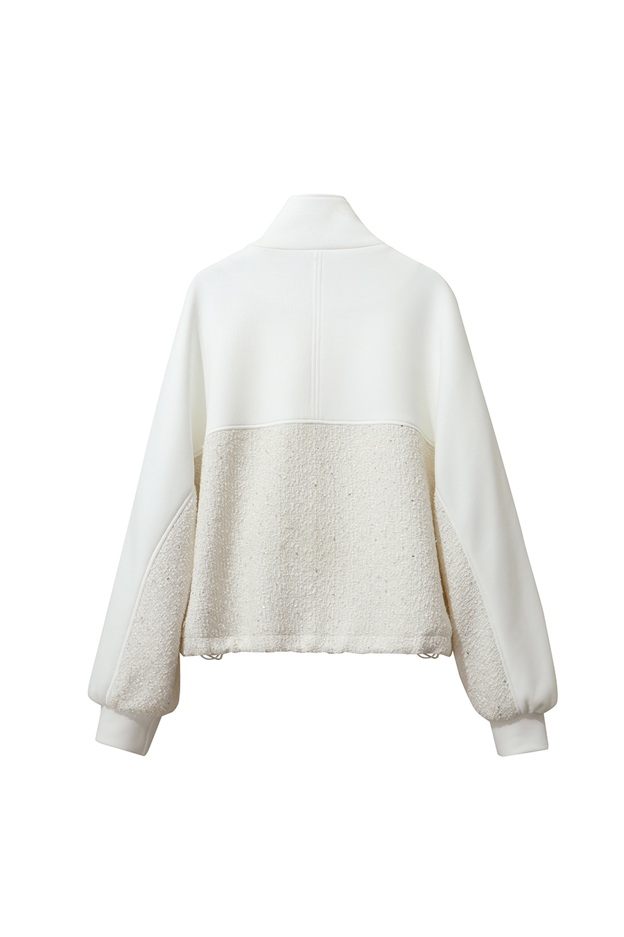 Mixed Material Zip-up Jacket