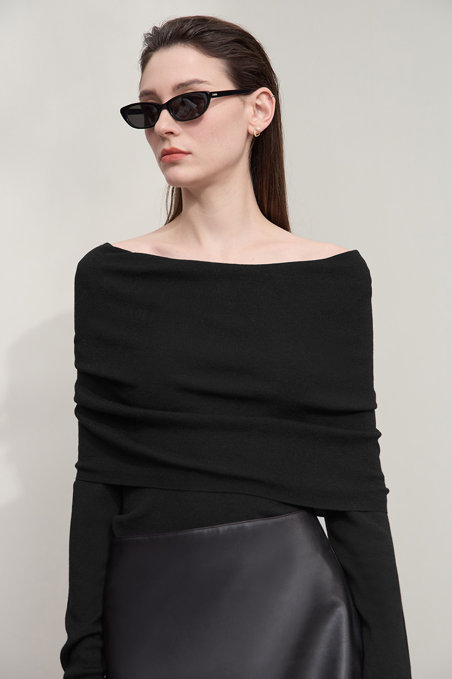 Slouchy Neck Slim Sweater|AMII-AMII.com