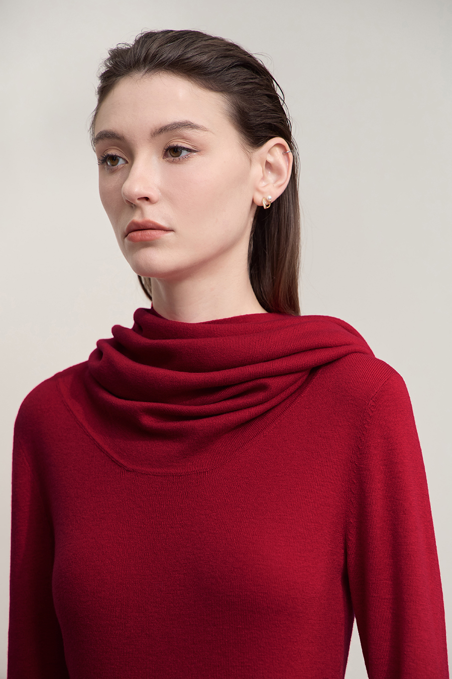 Slouchy Neck Slim Sweater|AMII-AMII.com