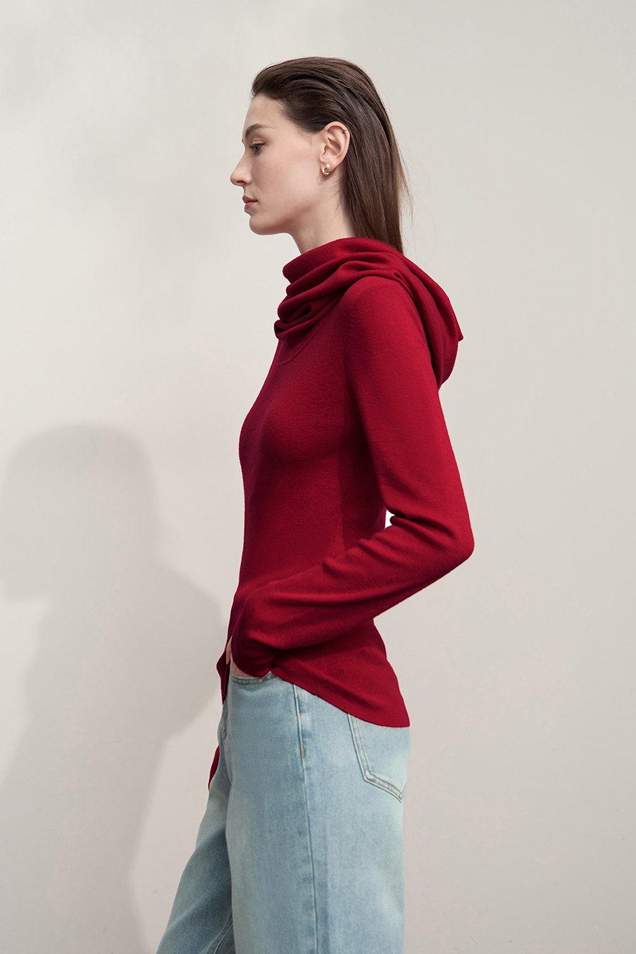 Slouchy Neck Slim Sweater|AMII-AMII.com