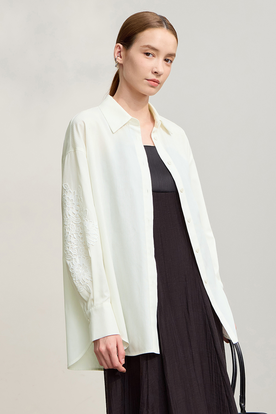 Cut-out Lace Spliced Shirt