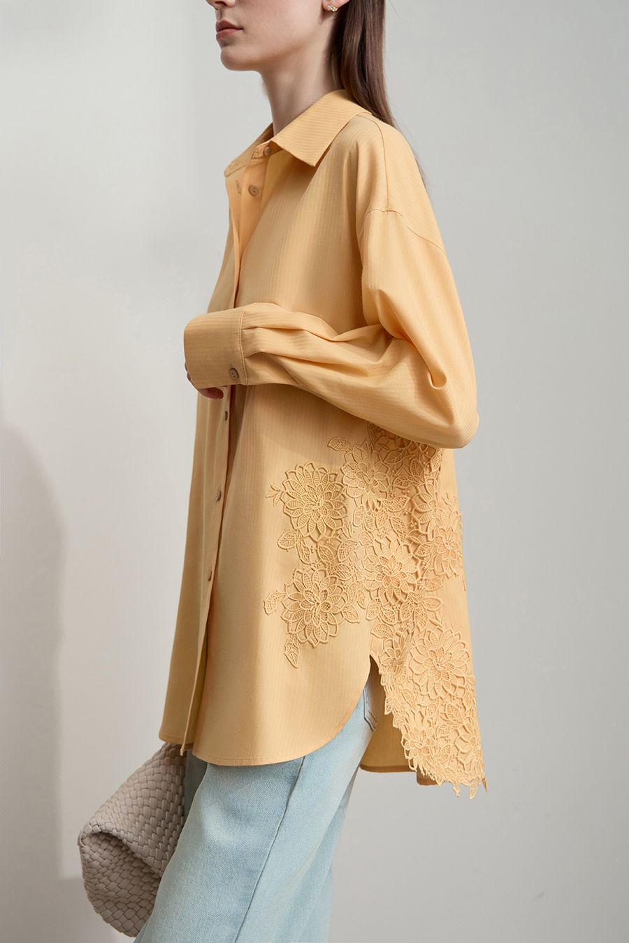 Cut-out Lace Spliced Shirt