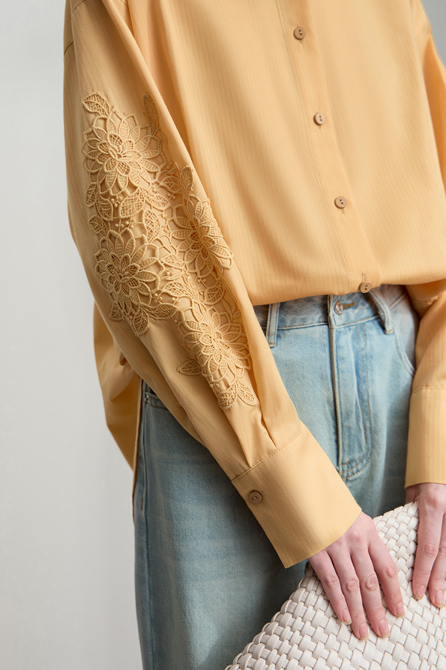 Cut-out Lace Spliced Shirt