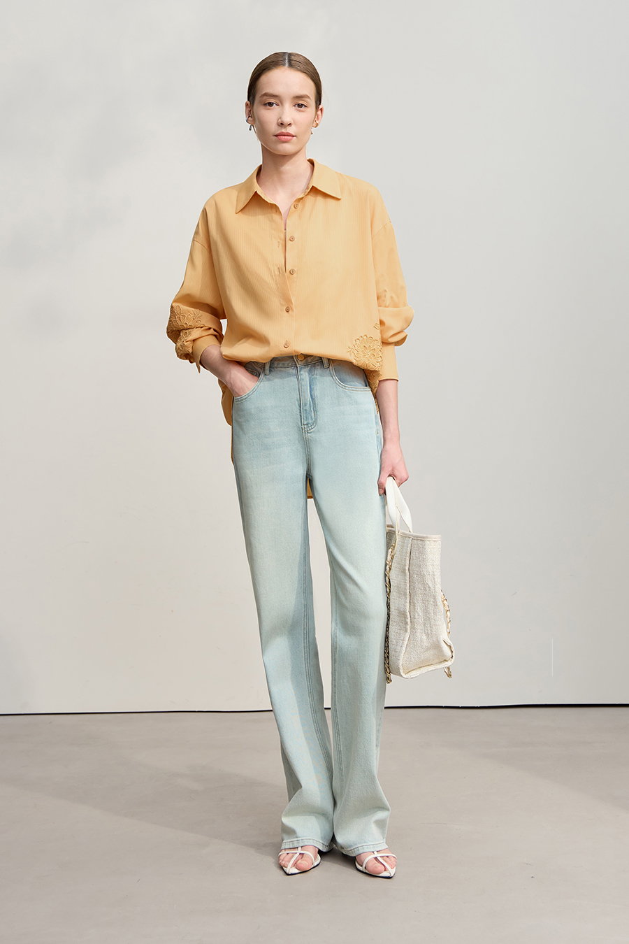 Cut-out Lace Spliced Shirt