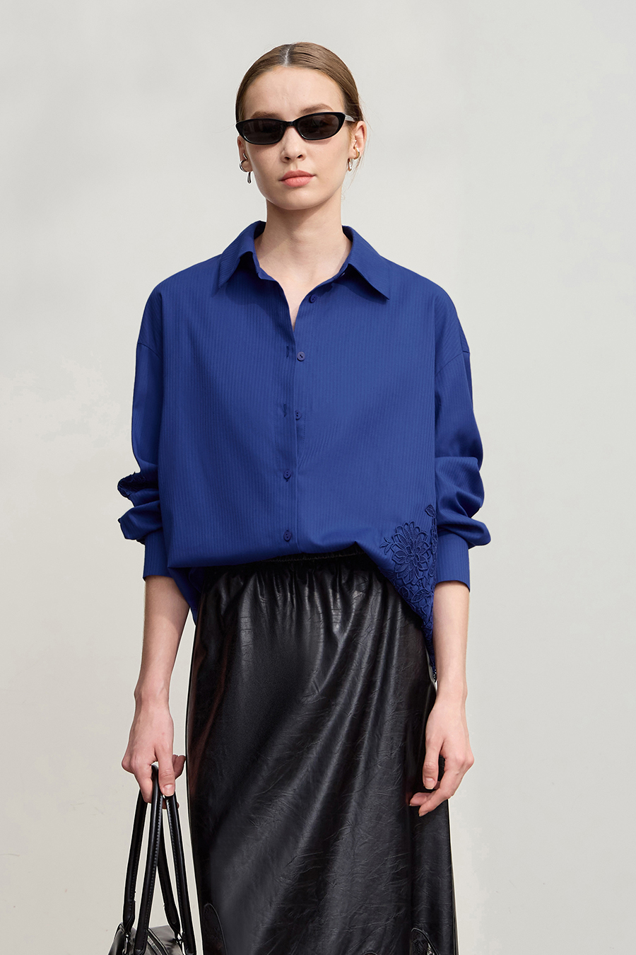 Cut-out Lace Spliced Shirt