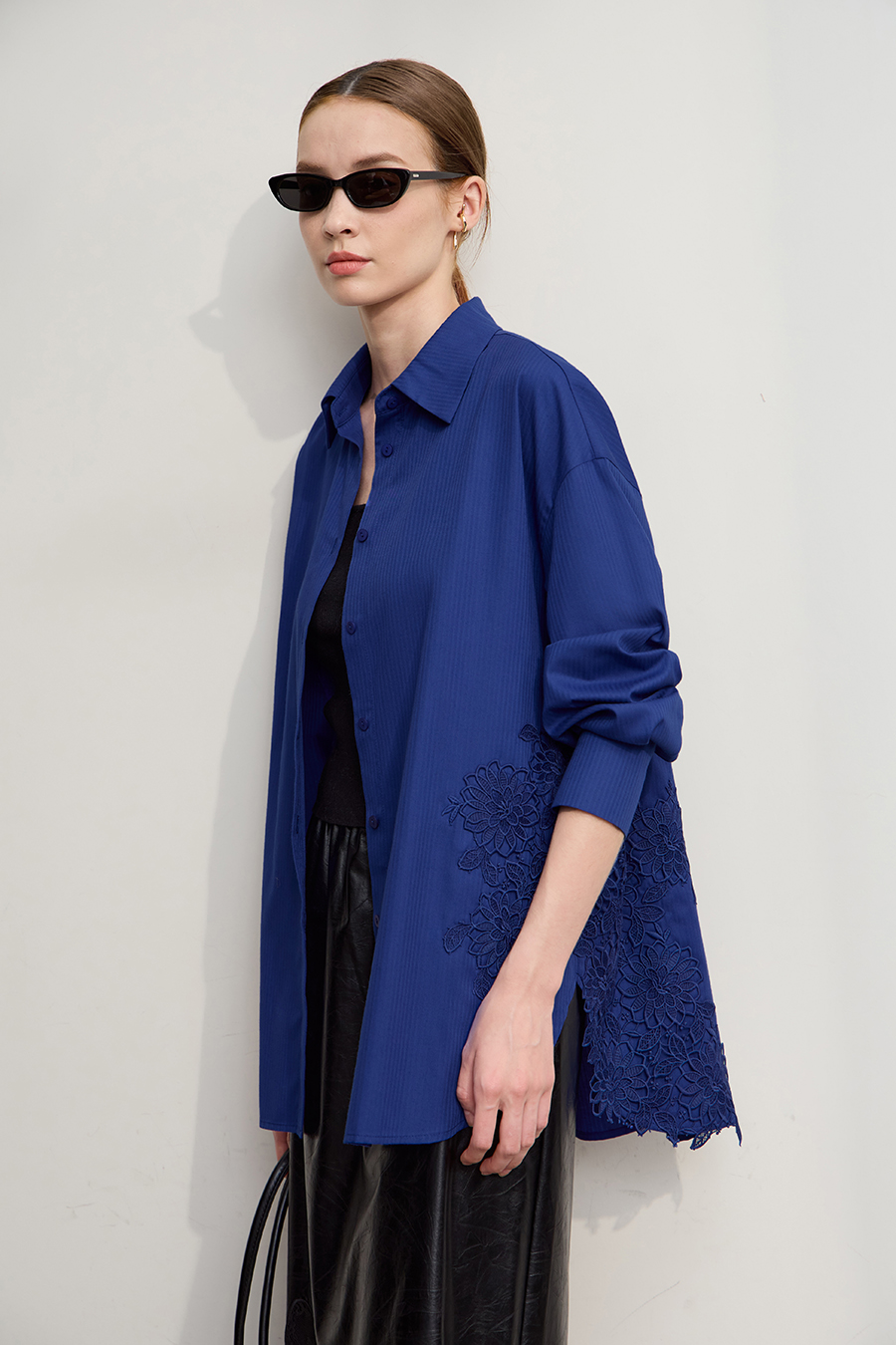 Cut-out Lace Spliced Shirt