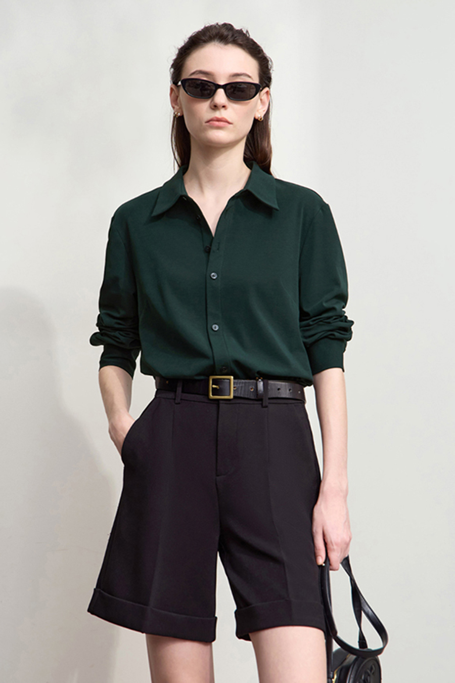 Elastic Knitted Lapel Shirt|AMII-AMII.com