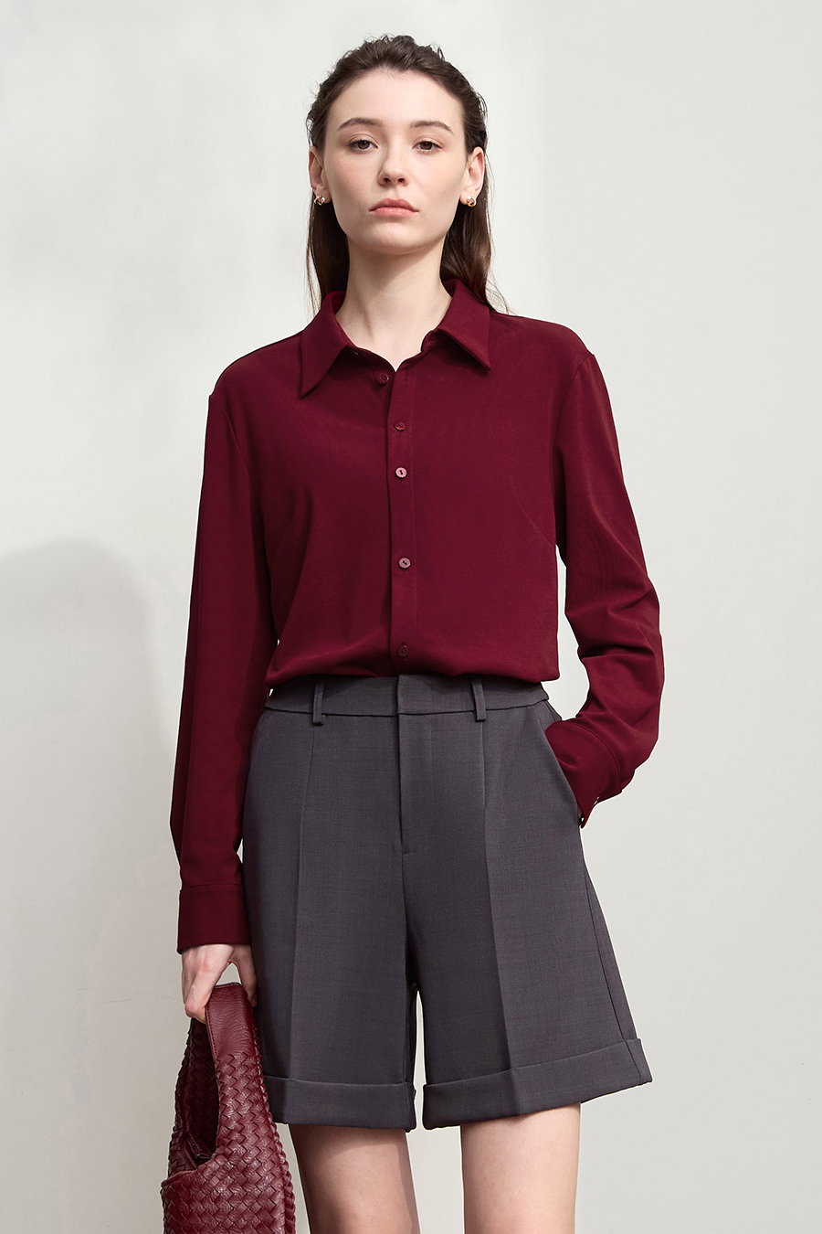 Elastic Knitted Lapel Shirt|AMII-AMII.com