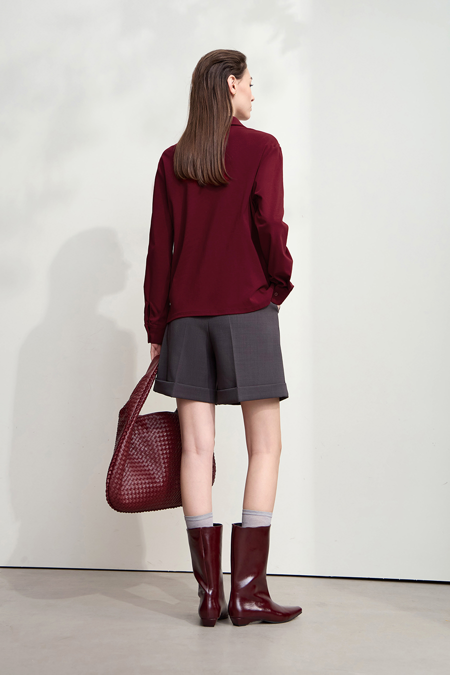 Elastic Knitted Lapel Shirt|AMII-AMII.com