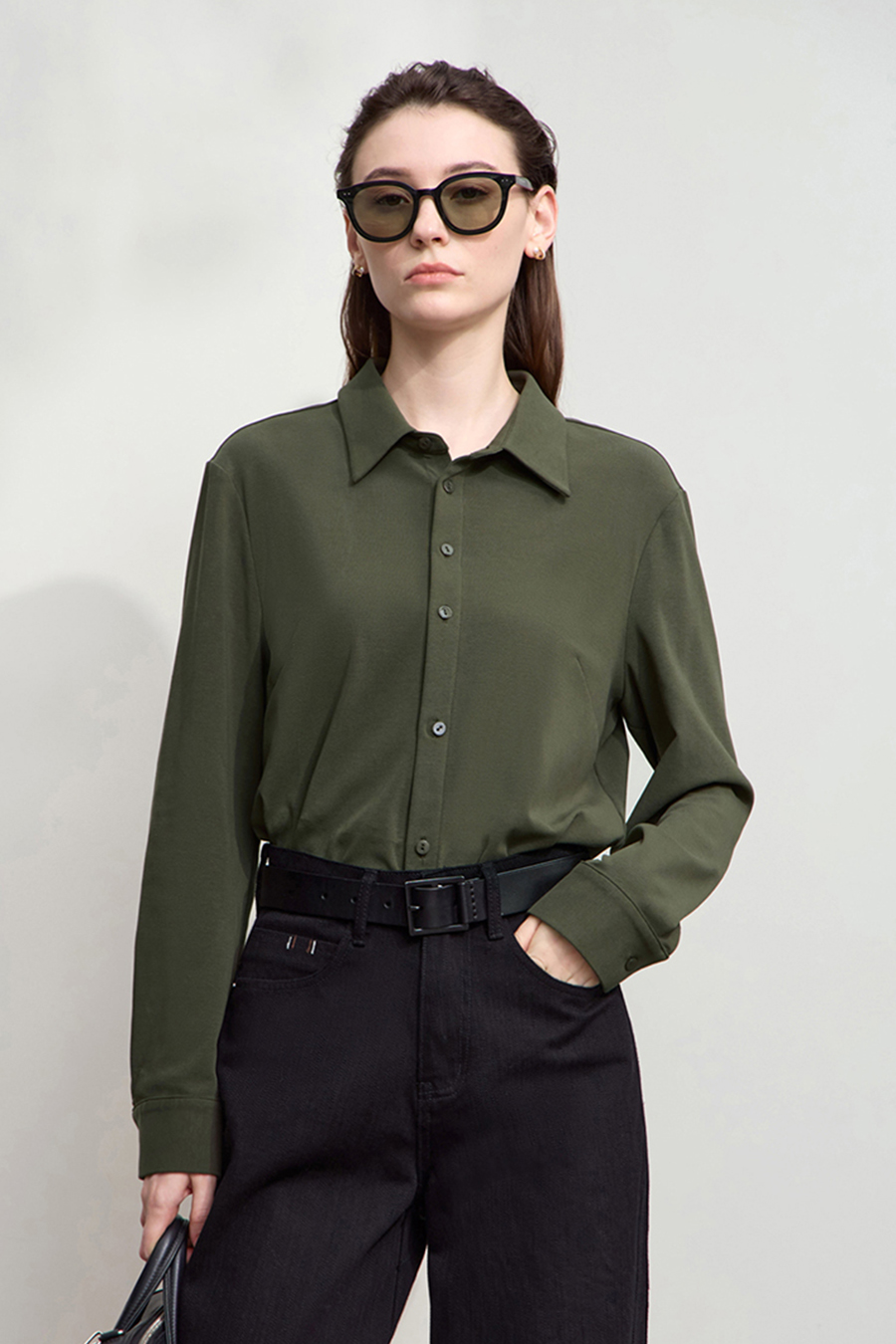 Elastic Knitted Lapel Shirt|AMII-AMII.com