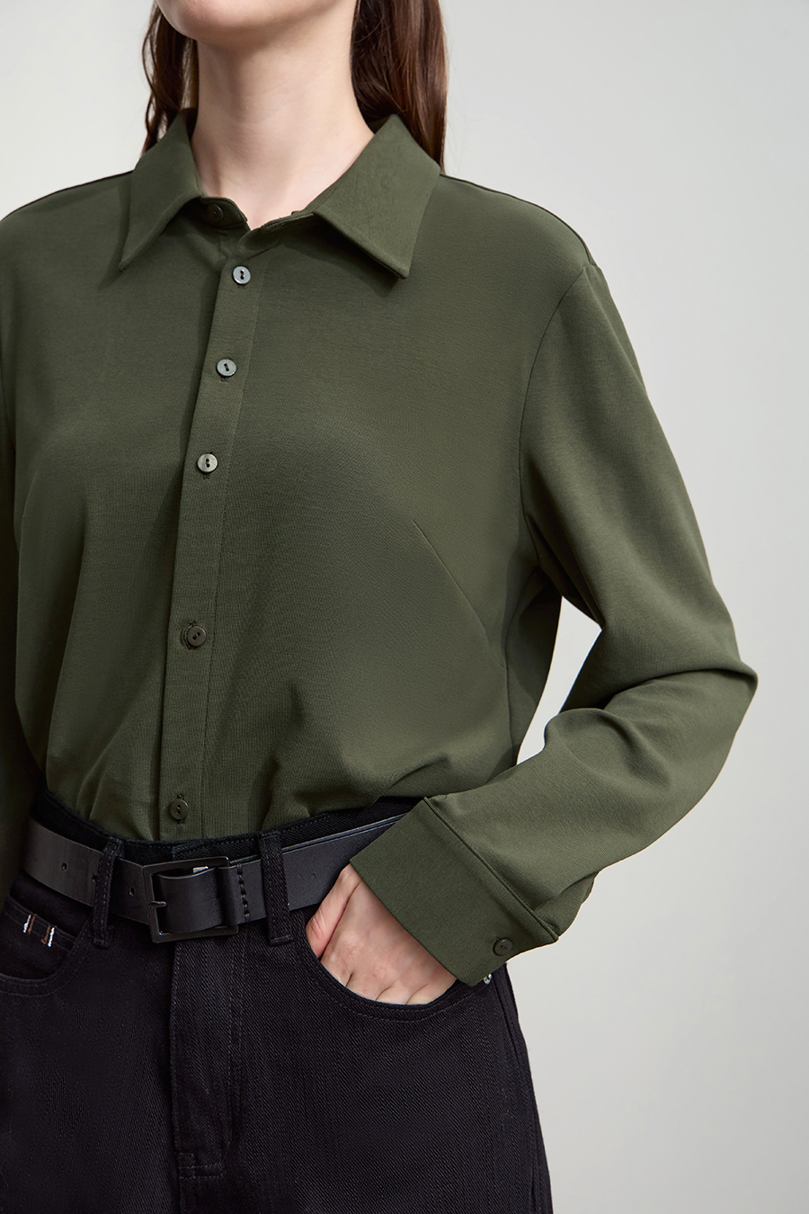 Elastic Knitted Lapel Shirt|AMII-AMII.com