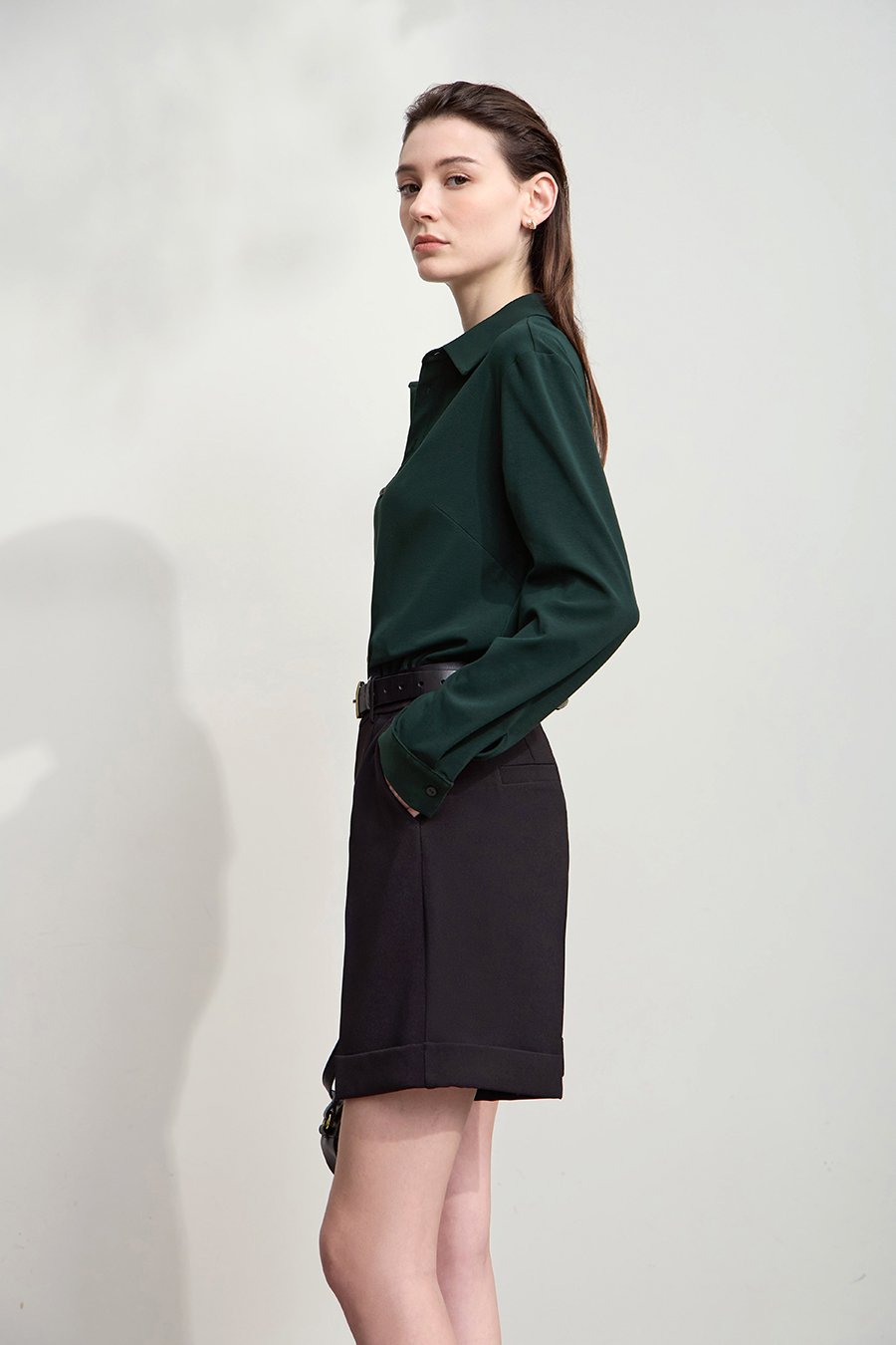 Elastic Knitted Lapel Shirt|AMII-AMII.com