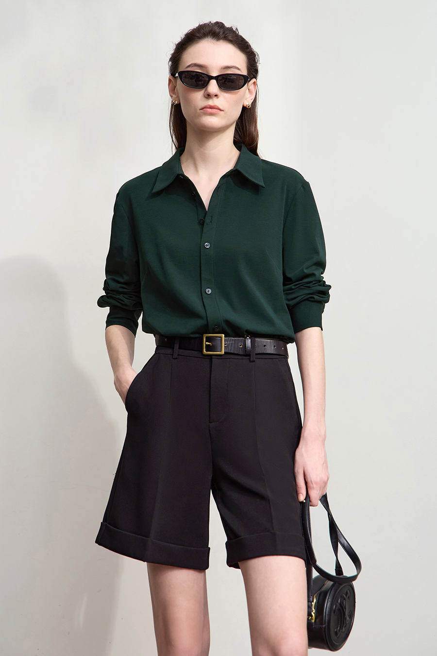 Elastic Knitted Lapel Shirt|AMII-AMII.com