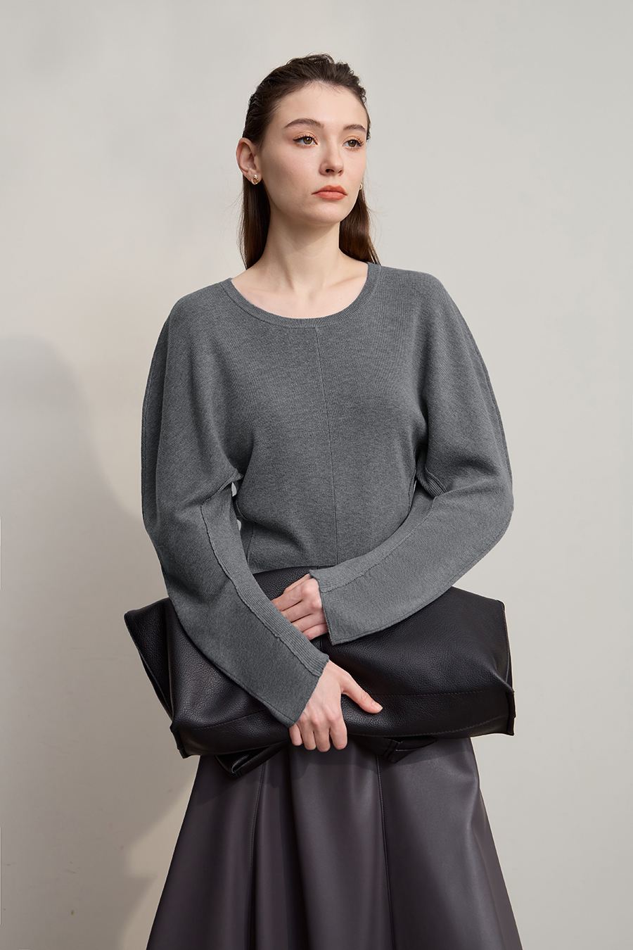 Short Raglan Sleeve Waist-Cinched Sweater|AMII-AMII.com