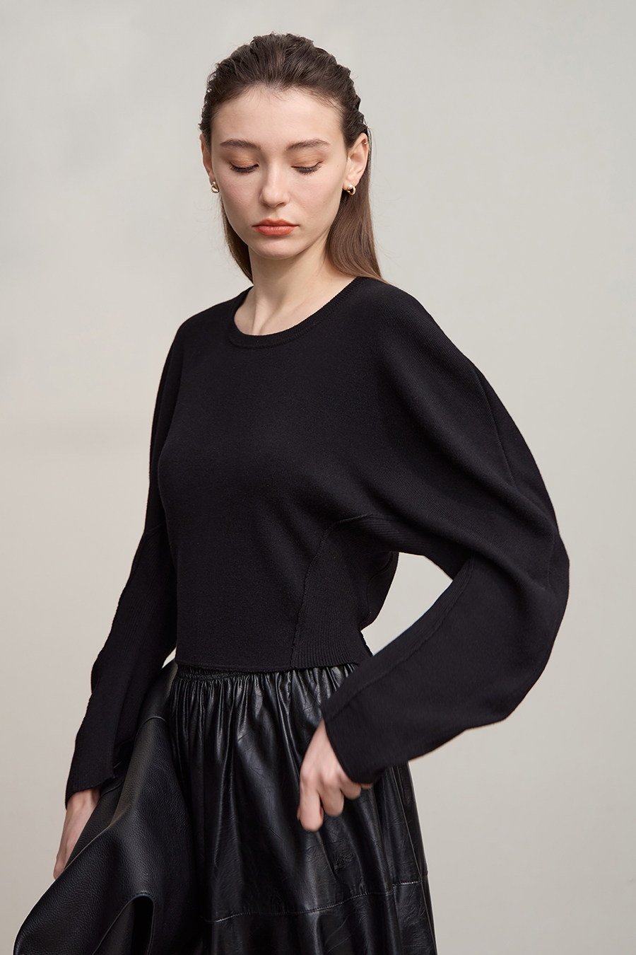 Short Raglan Sleeve Waist-Cinched Sweater|AMII-AMII.com
