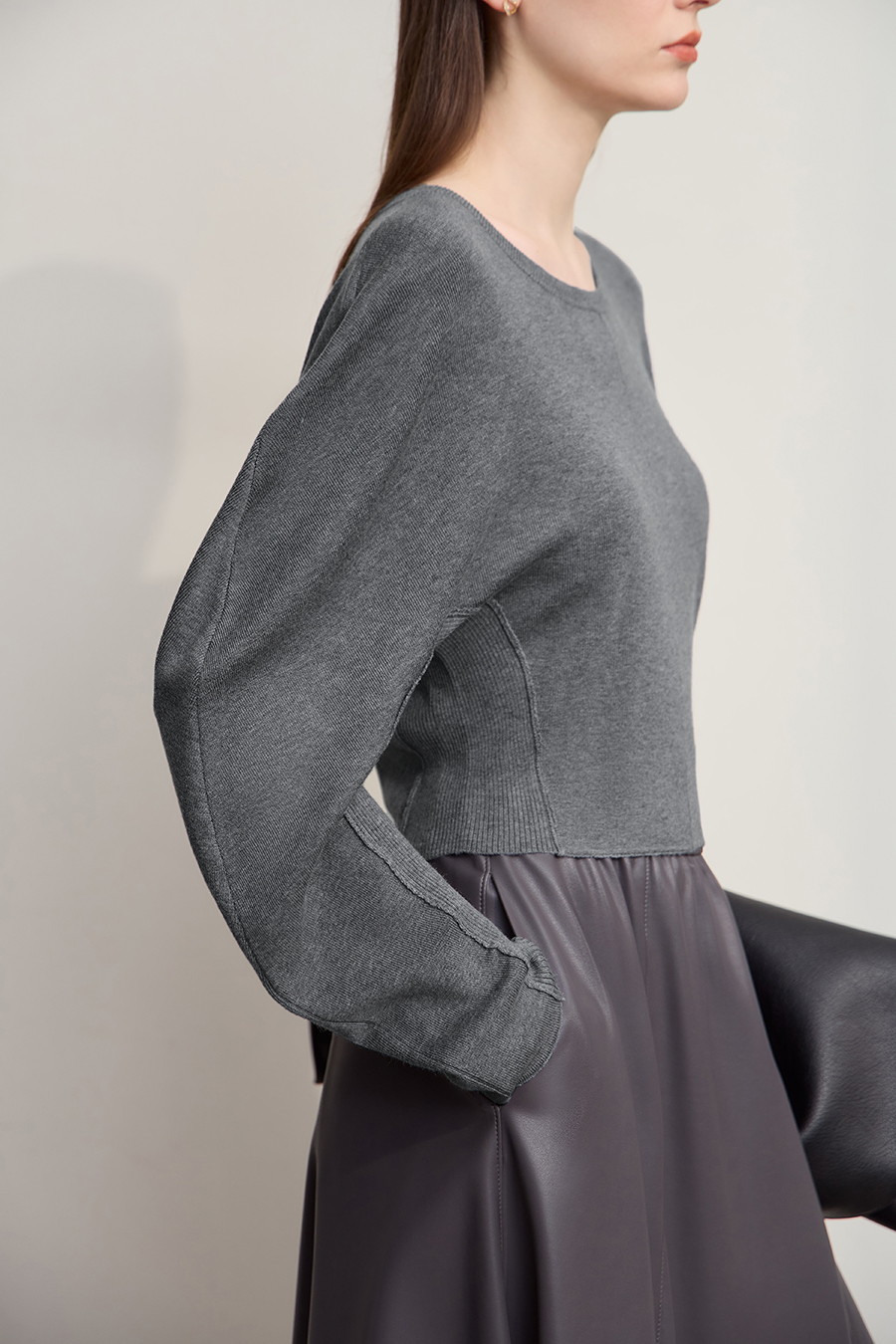 Short Raglan Sleeve Waist-Cinched Sweater|AMII-AMII.com