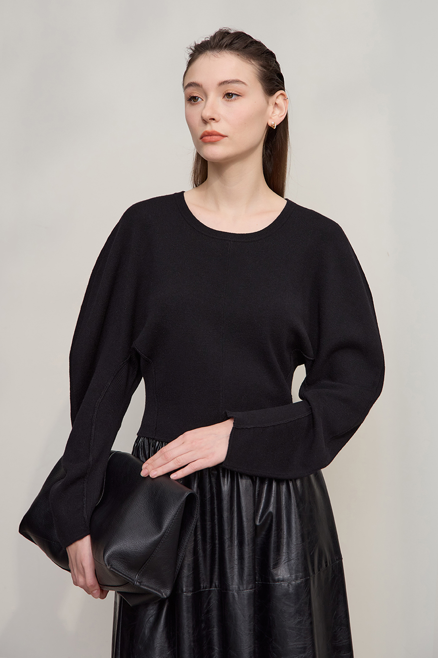 Short Raglan Sleeve Waist-Cinched Sweater|AMII-AMII.com