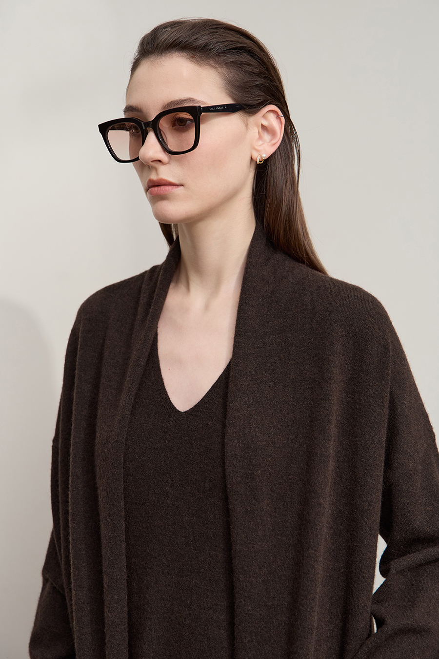 Drop-shoulder Knit Cardigan