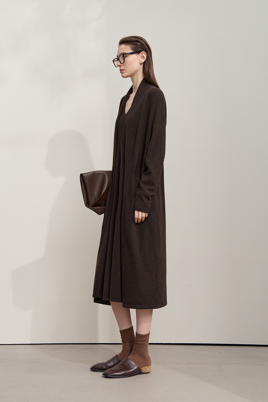 Drop-shoulder Knit Cardigan