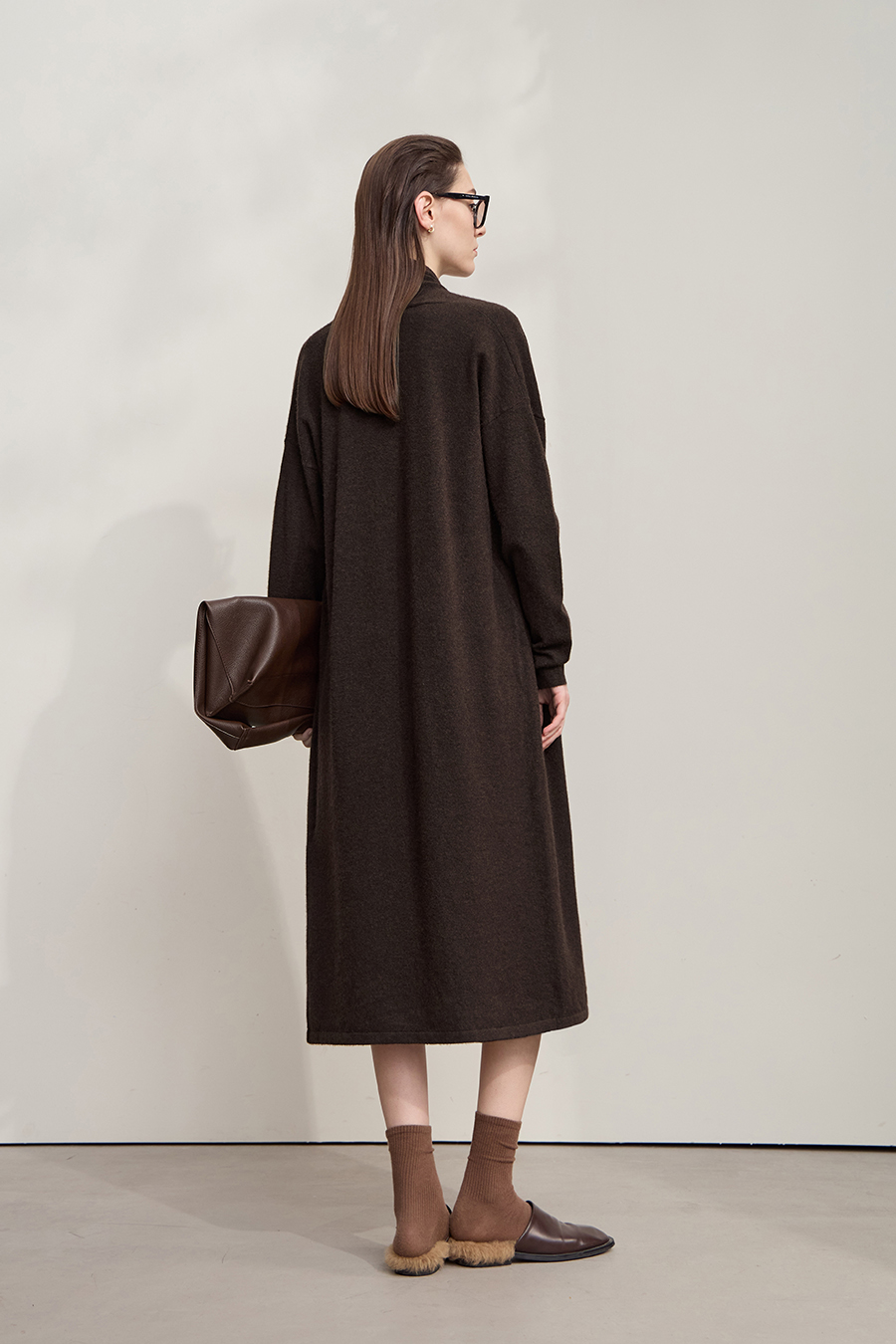 Drop-shoulder Knit Cardigan