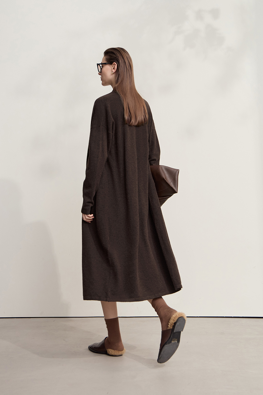 Drop-shoulder Knit Cardigan