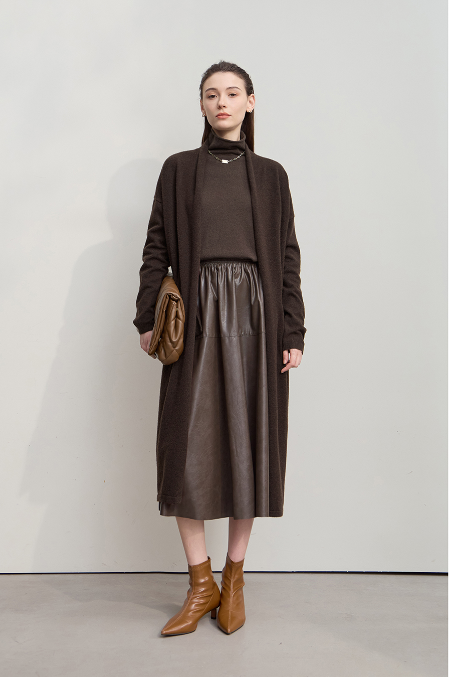 Drop-shoulder Knit Cardigan