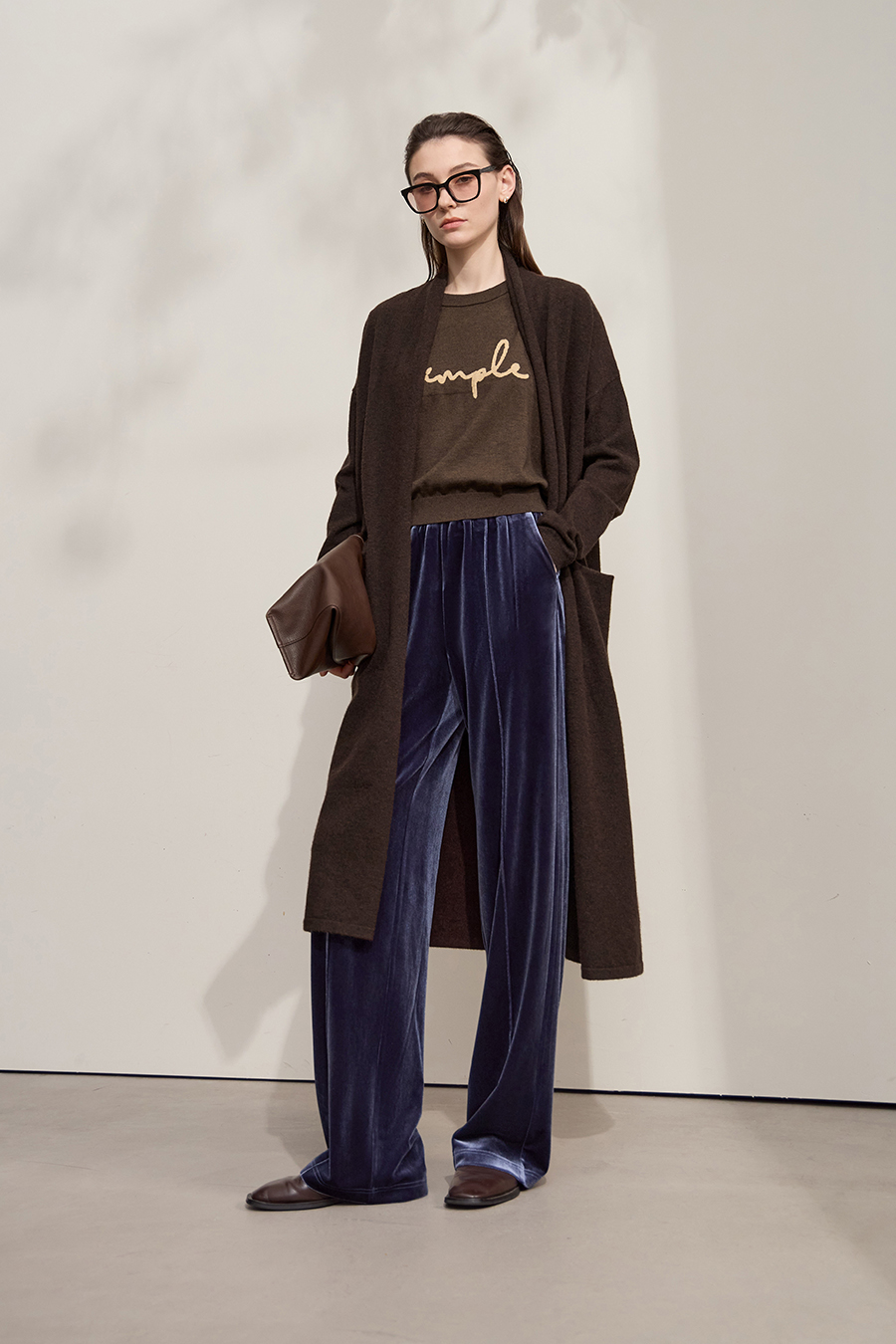 Drop-shoulder Knit Cardigan