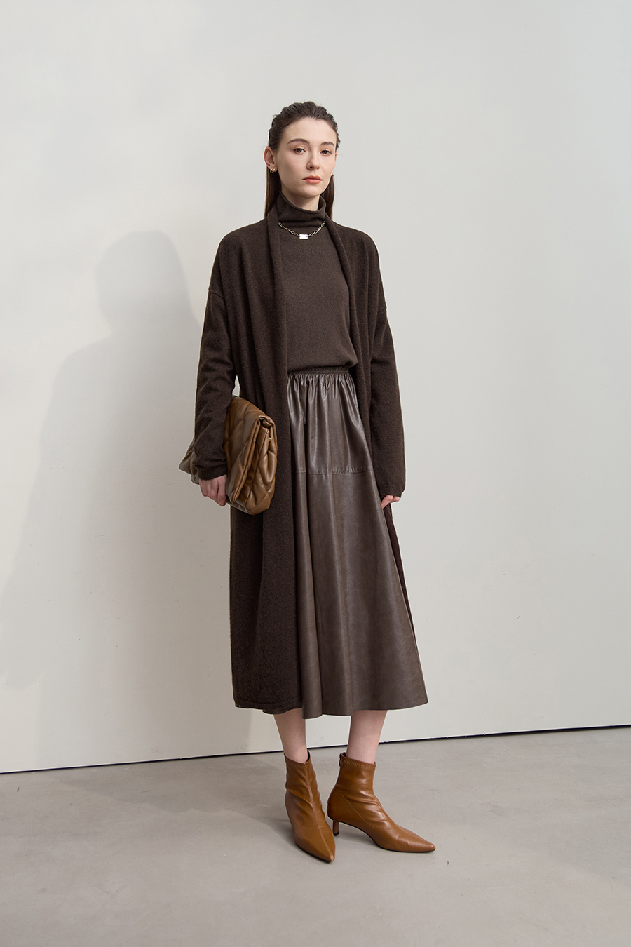 Drop-shoulder Knit Cardigan