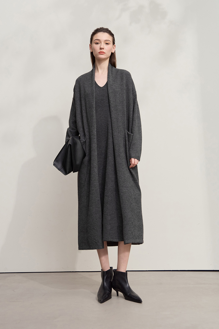 Drop-shoulder Knit Cardigan