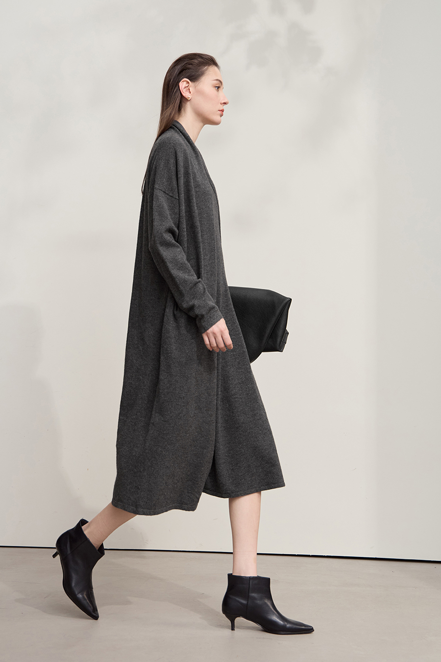 Drop-shoulder Knit Cardigan