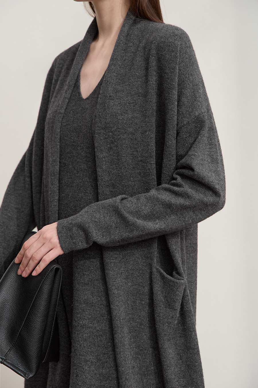 Drop-shoulder Knit Cardigan