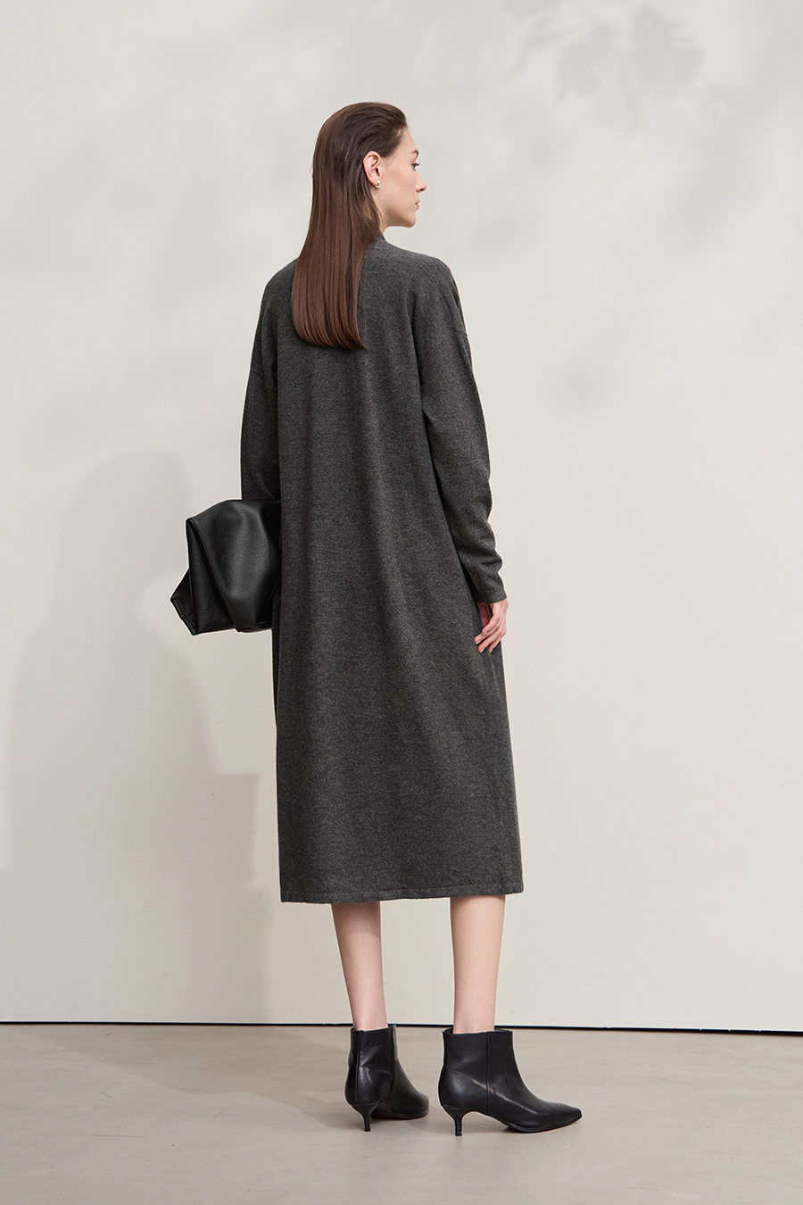 Drop-shoulder Knit Cardigan