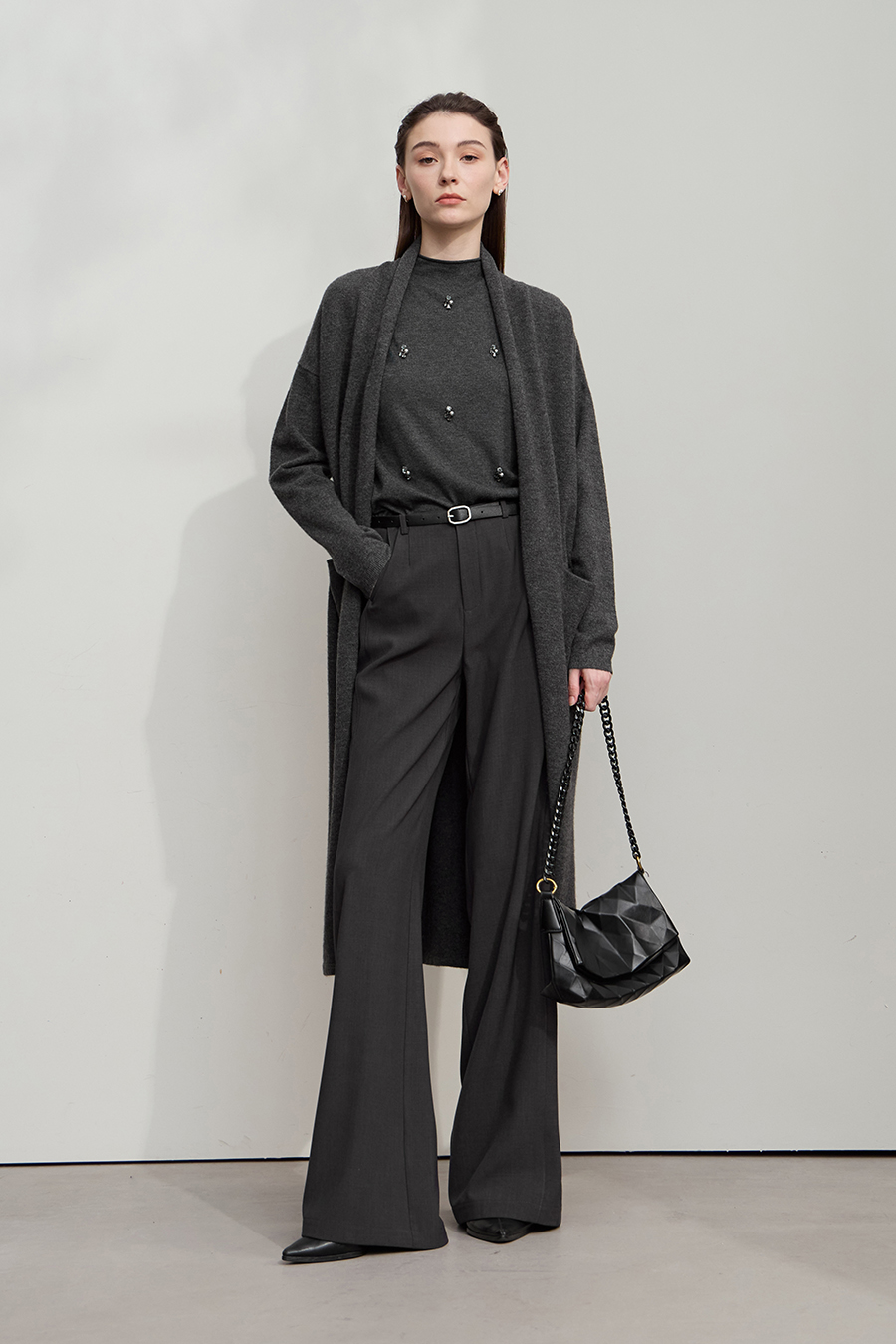 Drop-shoulder Knit Cardigan