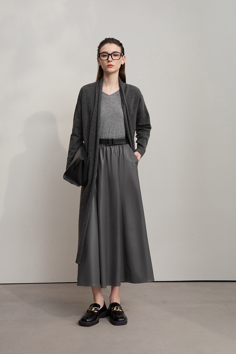 Drop-shoulder Knit Cardigan