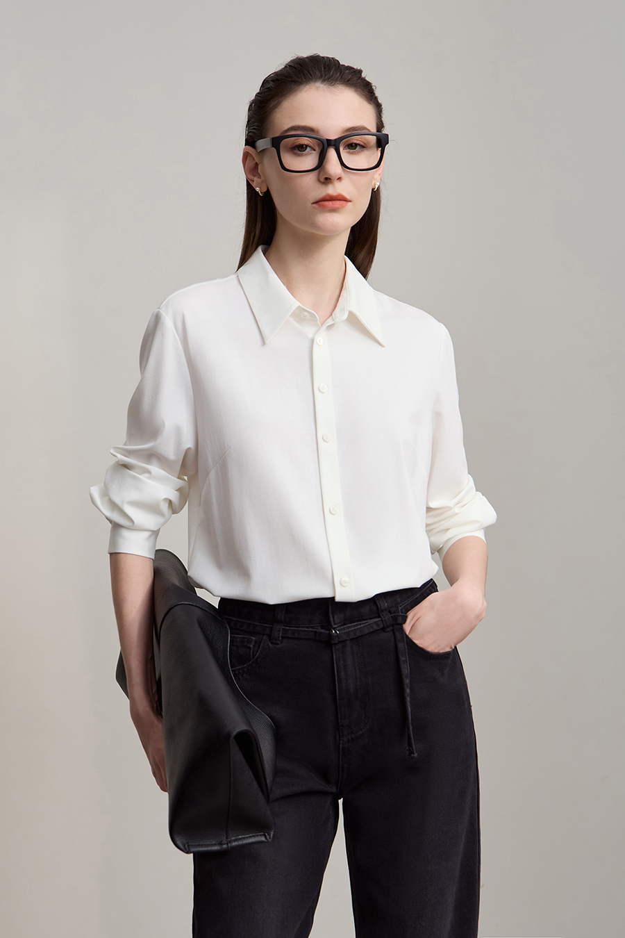 Straight Leg Elastic Long Sleeve Shirt|AMII-AMII.com