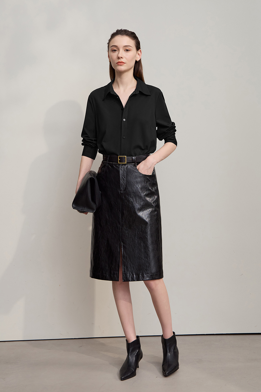 Straight Leg Elastic Long Sleeve Shirt|AMII-AMII.com