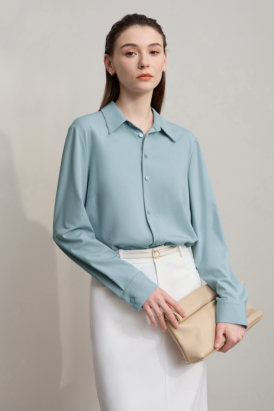 Straight Leg Elastic Long Sleeve Shirt|AMII-AMII.com